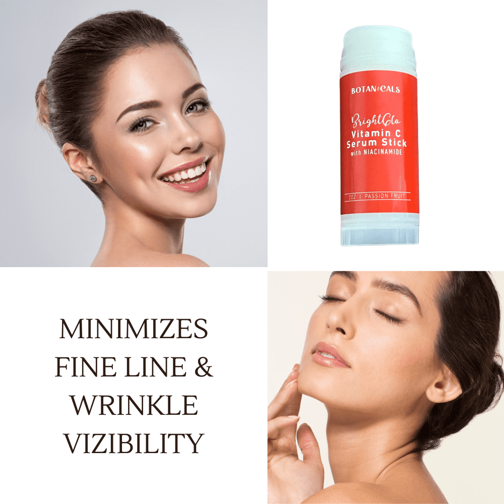Botanicals BrightGlo Vitamin C Serum Stick with Niacinamide, 2oz, Natural Skin Brightening and Fine Line Treatment - Made in the USA - Passion Fruit