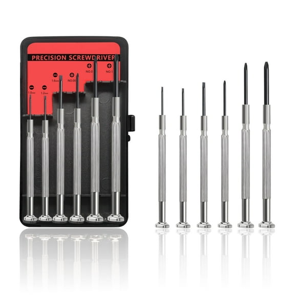 6 Pcs Small Screwdriver Set, Mini Screwdriver Set, Eyeglass Repair Screwdriver with 6 Different Sizes of Flat and Philips Screwdrivers, Ideal for Watch and Jewellers