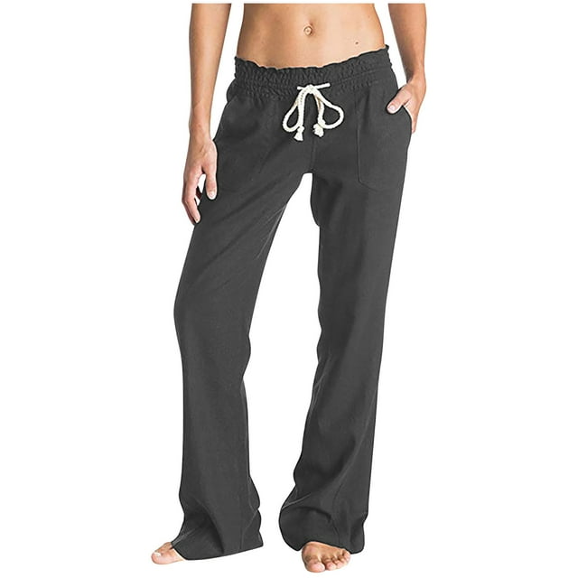 Birdeem Mode Femmes Été Décontracté Ample Coton et Lin Poche Pantalon Uni