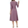 thumbnail image 3 of Vestido de trabajo para mujeres INSPIRE CHIC, corte A, mangas 3/4, vestido midi elegante, púrpura y gris, talla XL, 3 of 6