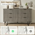 thumbnail image 7 of GIKPAL Dressers for Bedroom 6 Drawer Set of 2, Modern Chest of Double Drawers Dressers, Wood Boho Fluted Storage Cabinet with Metal Handles, for Living Room, Dark Grey Oak, 7 of 7