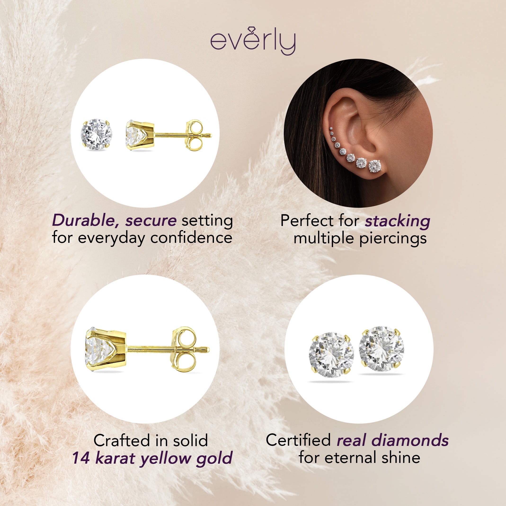 Everly Women's 2ct TW Diamond Stud Earrings in 14k Yellow Gold