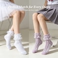 thumbnail image 6 of TELOLY 4Pairs Kids Socks,4-6 Years Old Ruffle Socks,Plain Style Lace Socks,Combination1, 6 of 7