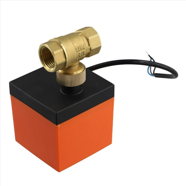 Válvula de Bola de Rosca Eléctrica de Latón AC 220V Válvula de Agua Solenoide de 3 Cables de 2 Vías con Actuador DN15