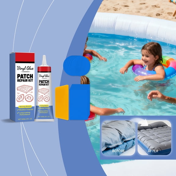 Inflatable Mattress Patch Repair Kit With 1 Adhesive, 1 Scraper, 5 Round Patches, 5 Rectangular Patches - Weather-Resistant, Long-Lasting, Strong Bond For Air Mattresses, Pool