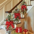 thumbnail image 4 of 2 Pack Christmas Artificial Swags 24" Xmas Cordless Prelit Stairway Teardrop Trim Wreath Door Garland for Indoor & Outdoor Home Decor (2PCS-Red), 4 of 8