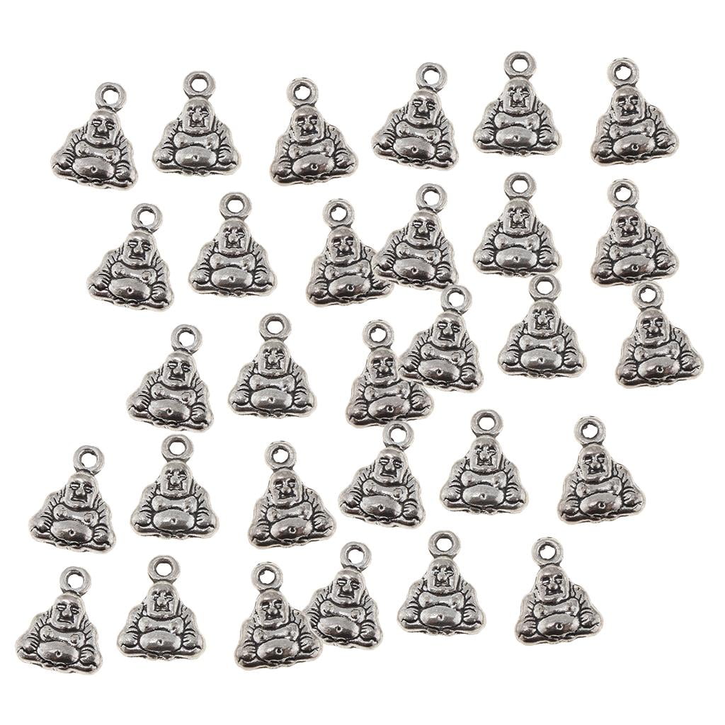 70pcs Buddha Head Beads Charms Tibetan Silver Pendant DIY Bracelet Necklace 
