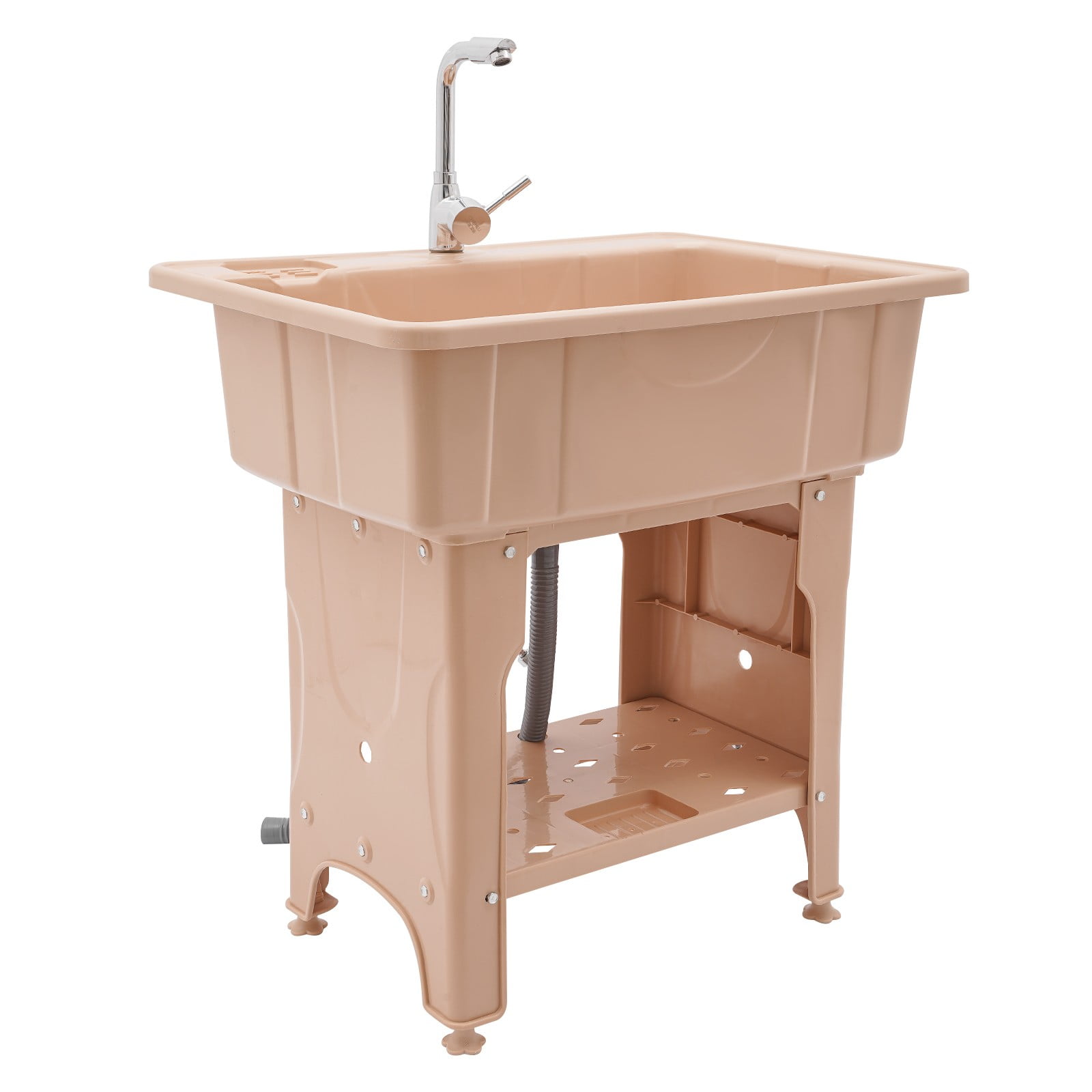 ToppiJoy 31.5" Plastic Laundry Sink, Freestanding Utility Sink Laundry Tub with Washboard Cold and Hot Water Faucet,  for Laundry Room, Garden
