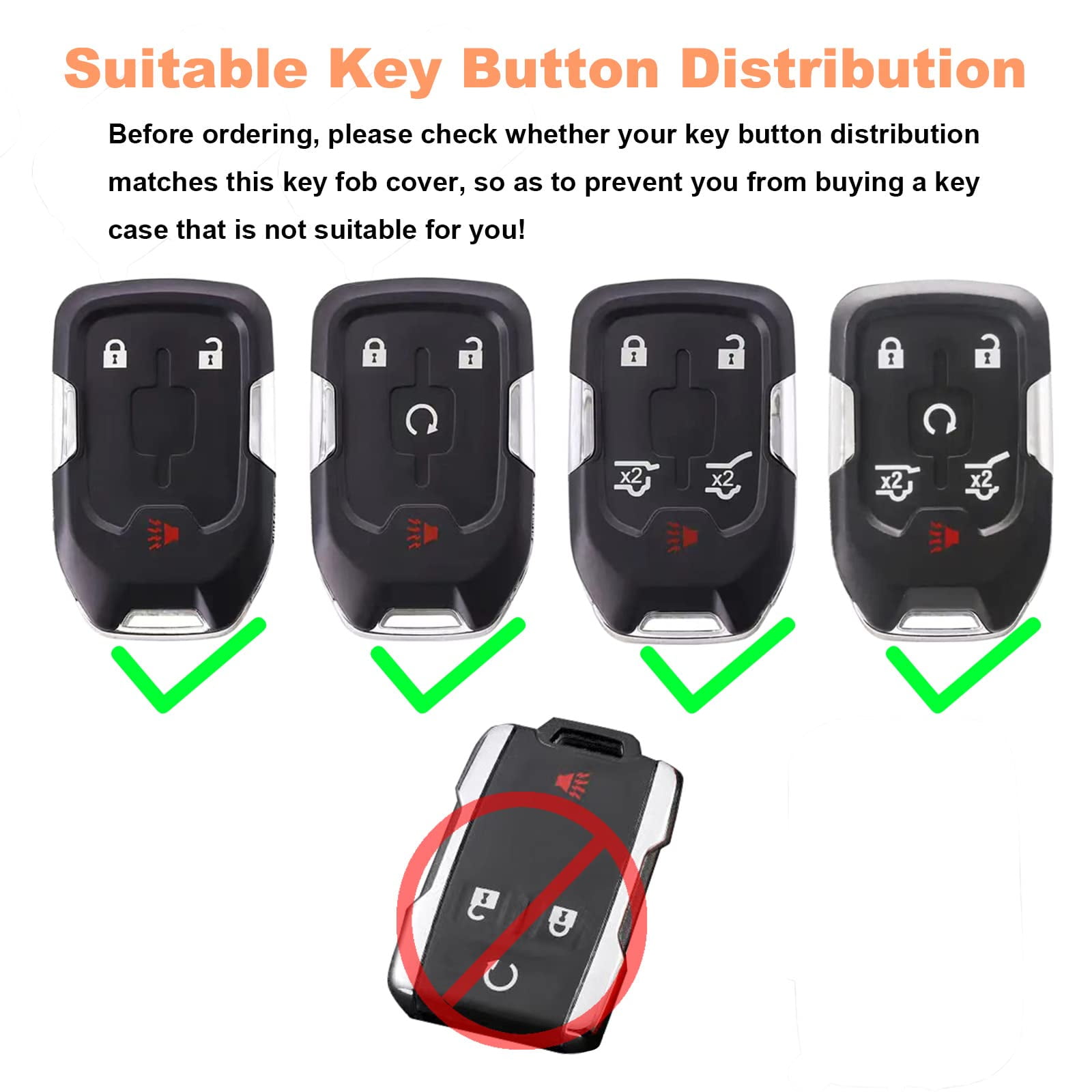 Premium Soft TPU Key Fob Cover with Leather Keychain for Chevrolet Suburban Tahoe and GMC Sierra Terrain Acadia Yukon Durable Protective Shell with Refined Texture and Secure Fit