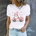 thumbnail image 5 of Women's Cute Valentines Day Tshirts Heart Gnome Car Graphic T Shirts Shor Sleeve Crewneck Tee Tops, 5 of 5
