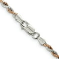 thumbnail image 4 of 925 Sterling Silver Rose 2.5mm Rope Chain Necklace Pendant Charm, 4 of 9