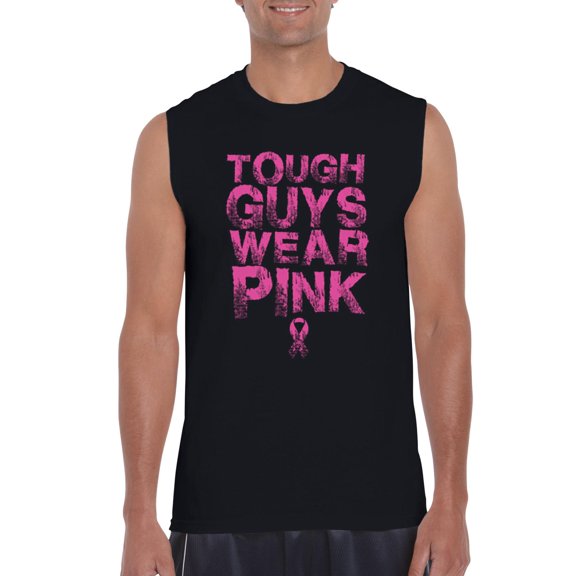 NIB - Men's Graphic T-Shirt Sleeveless - Tough Guys Wear Pink Cancer