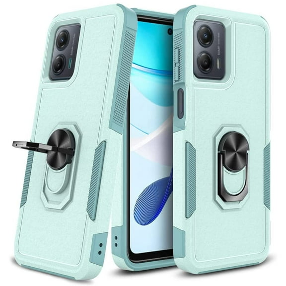 Military Grade TUFF Shockproof Hybrid Armor Case with Ring Grip for Motorola Moto G Power 5G 2023 - Baby Blue