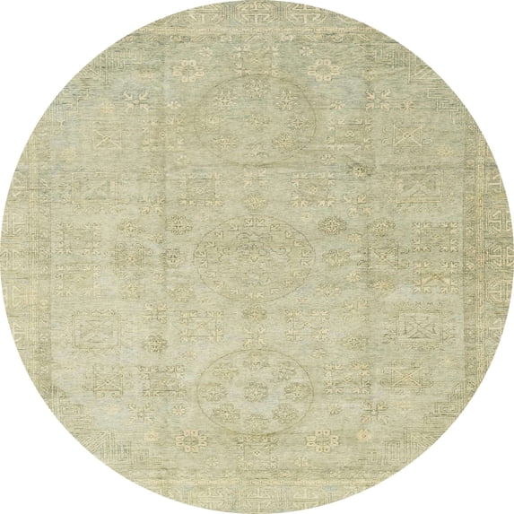 Ahgly Company Indoor Round Abstract Dark Khaki Green Abstract Area Rugs, 3' Round