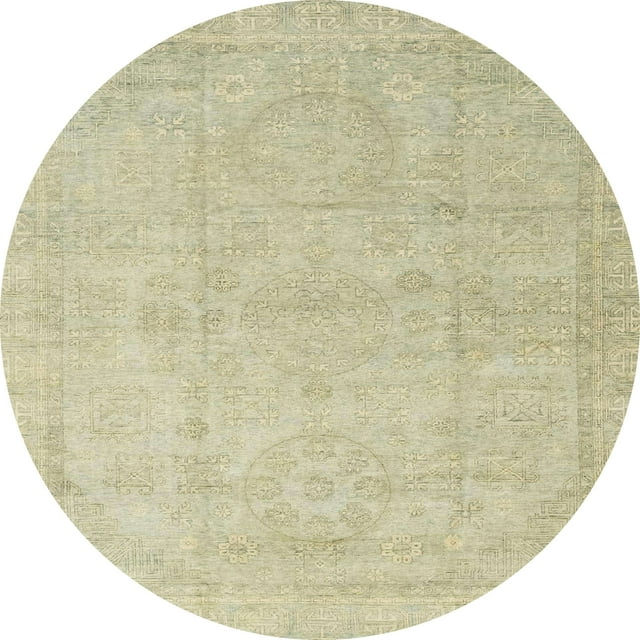 Ahgly Company Tapis d'Intérieur Rond Abstrait Vert Kaki Foncé, 6 Pieds Rond