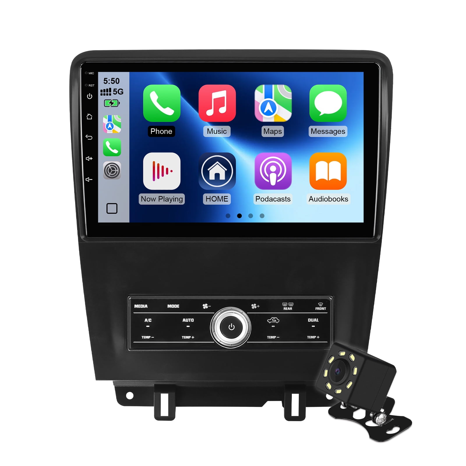 Android 14 Car radio for Ford Mustang 2010-2014 with Manual A/C Multimedia Stereo Wireless Carplay Android Auto Autoradio Navigation GPS WIFI Mirror link Camera FM BT 2+64GB