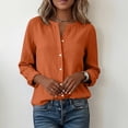 thumbnail image 4 of Xdegoge Button Down Shirts for Women Cotton Linen Blouses Long Sleeve V Neck Roll-up Cuffed Sleeve Top Casual Loose Fit Work Office Shirt Summer Lightweight Soft Cardigan, 4 of 9