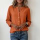 thumbnail image 5 of Craaazy Women's Casual V-Neck Blouse, Solid Color Long Sleeve Button Down Shirt, Loose Fit Comfy Tops for Daily Wear Gifts, 5 of 9