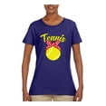 thumbnail image 2 of Wild Bobby, Tennis Mom Cute Bow Ribbon Tennis Ball, Mother's Day, Women Graphic T-Shirt, Purple, 2XL, 2 of 3