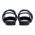 thumbnail image 4 of XYD Women Classic Rhinestone Dual Straps Satin Flats Closed Pointed Toe Studded Slingback Sandals Dating Shoes Size 7 Navy, 4 of 4