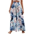 thumbnail image 2 of Styesk Pantalon Femme Mode Imprimé Taille Élastique Cordon Grand Jambe Long, 2 of 5