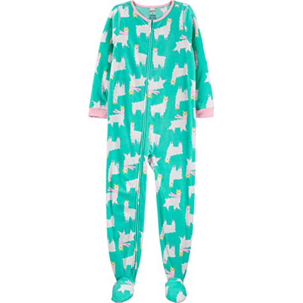 Carter's Big Girls Footed Microfleece PJs Sleeper Pajamas (Mint Pink, 4