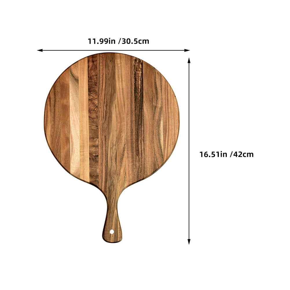 KALLORY Smooth Round Wooden Serving Board for Pizza, Bread, Charcuterie, Cheese, and Entertaining Platter