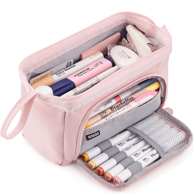 Estuche para lápices de gran capacidad, estuche para bolígrafos de mano, cosmético, regalo portátil para oficina, escuela, adolescente, niña, niño, hombre, mujer, adulto (verde)
