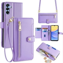 ELEHOLD for Samsung Galaxy A16 5G Wallet Case Crossbody, Zipper Phone Case with Card Holder Large Capacity Wrist Strap Leather Purse Cover for Women Men for Samsung Galaxy A16 5G,Purple