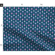 Small Scale Love Science Valentines Teal Pink Spoonflower Fabric by the Yard