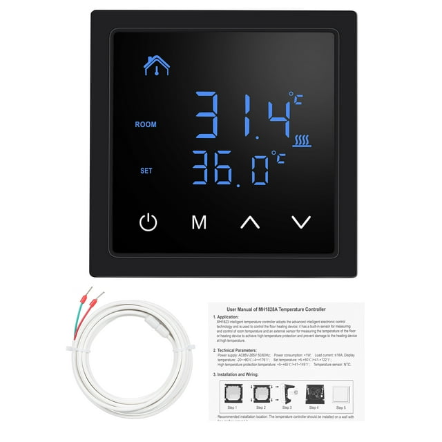 Thermostat,Temperature With Led With Led 16a Floor Temperature Floor Temperature With Screen 85-265v Huiop Led Screen Dsfen Tat Tuyya