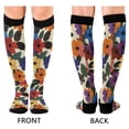 thumbnail image 4 of FORMRS Womens Knee High Socks Casual Long Thick Travel Daily Wear, 1 Pair, Large Colorful Flowers Pattern, 4 of 6