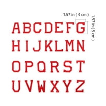 HOOWIFFY 26pcs Red Embroidered Letter Iron-On Patches Appliques for Clothing Craft Accessories