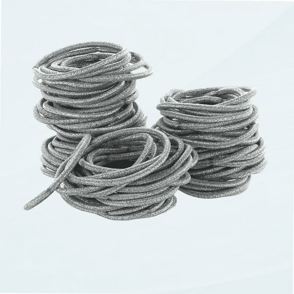 Hair Elastics Hair Ties, Professional Grade Ponytail Holders - 100 Pack Metallic Silver
