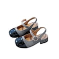 thumbnail image 2 of SGFCWSX Girls Dress Shoes Mary Jane Slingback Pearl Decor Closed Toe Low Heel Patent Leather Party Wedding Shoes Silver Size 2 Big Kids, 2 of 7