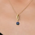 thumbnail image 3 of Gem Stone King 10K Yellow Gold Blue Mystic Topaz and Lab Grown Diamond Pendant Necklace for Women | 1.03 Cttw | Gemstone November Birthstone | Round 6MM | With 18 inch Chain, 3 of 6