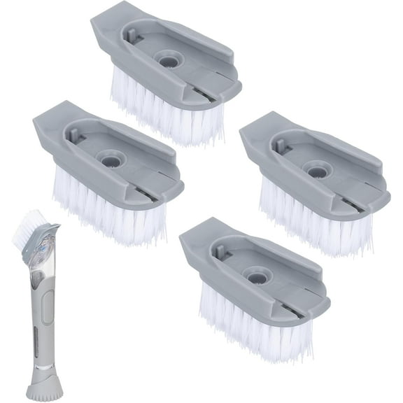 4 Pack Dish Brush Refills Compatible with Scrub Daddy Dish Wand, Replacement Heads for Soap Dispensing Brushes, Heavy Duty Brush Cleaning Head Fits Soap Dispensing Handle for Kitchen Cleaning
