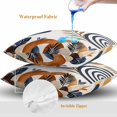 thumbnail image 4 of Throw Pillow Covers 20x20 Inch Set of 2, Brown Nave Blue Boho Waterproof Outdoor Pillow Covers, Modern Geometric Botanical Decorative Cushion Pillowcases for Couch, Sofa, Bed, Garden, Patio, 4 of 9