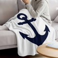thumbnail image 3 of Nautical Anchor Blanket Soft Cozy Warm Throw Blanket for Couch, Plush Fuzzy Flannel Fleece Blankets for Sofa, Farmhouse Minimalist White Abstract Art Bed Blankets Lightweight Gifts for Women, 50"x60", 3 of 9