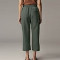 thumbnail image 4 of HAJWOH Womens Capri Pants Casual Cotton Linen Summer Pants Drawstring Elastic High Waist Wide Leg Cropped Trouser, 4 of 6