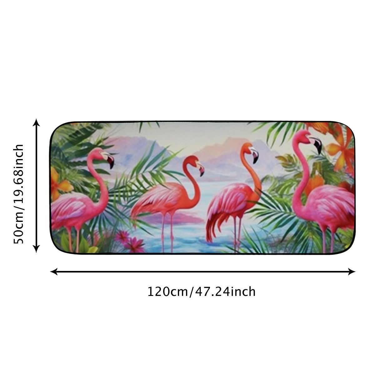 Qinduosi Flamingo Entrance Door Mat,Tropical Flowers Leaves Decor Doormat,Non-Slip Carpet Rugs Decorative for Home/Indoor/Outdoor  19.68*47.24 in
