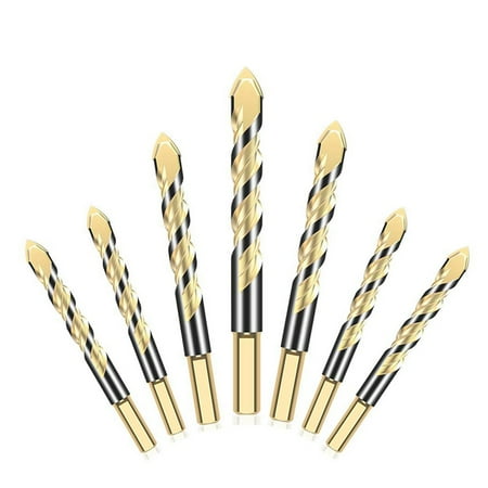 

Drill Bit Set 7 Pieces Triple-Cornered Twist Drill Bit for Porcelain Ceramic Tile Concrete Plastic Masonry and Wood Drill Bits Sets(6/6/6/6/8/10/12Mm) (Gold)