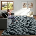 thumbnail image 5 of ZENELESS Fluffy Rug for Bedroom,8x10ft Tie-Dye Black and Gray Stripes Anti-Skid Shaggy Carpet Perfect for Living Room, Bedroom, 5 of 6