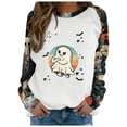 thumbnail image 1 of Chandail à Capuche Imprimé Halloween pour Femmes Manches Longues Décontracté Automne Mode Graphique Col Rond, 1 of 4