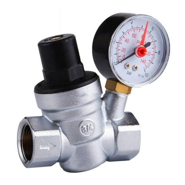 DN15/20 Régulateur de Pression d'Eau 3/4 Chromé avec Manomètre, Facile à Installer