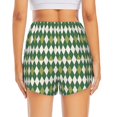 thumbnail image 2 of Lsque Light Green Squares Printed Women's Running Shorts with Liner Pockets,Elastic Quick Dry Workout Athletic Gym Yoga Shorts,Womens High Waist Shorts-Small, 2 of 9