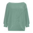 thumbnail image 5 of XPMWRP Women's Asymmetric Wrap Front Batwing Sleeve Knit Top Fall Winter Casual Loose Fit Pullover Sweater Blouse Green L, 5 of 6