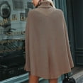 thumbnail image 5 of Hpapadks Sweaters for Women Knitted Turtleneck Sweaters Solid Color Slit Cape Style Poncho Coat Cable Knit Sweater Women Khaki One Size, 5 of 6