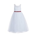 thumbnail image 2 of Ekidsbridal Girl Baptism Flower Girl Dress - White Tulle Keyhole Bak A-Line with Sequin Sash 178mh-A (Size: 2-12), 2 of 4