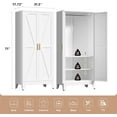 thumbnail image 3 of 71" Tall Metal Wardrobe Closet with Adjustable Shelves and Hanging Rod, 2 Doors Free Standing Armoire Wardrobe Cabinet for Bedroom, Office, Laundry Room, White, 3 of 6